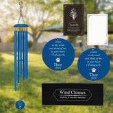 blue personalized pet memorial wind chime for backyard